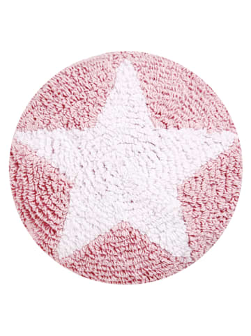 Happy Decor Kids Kissen "Round Star" in Rosa/Weiß - 30x30  cm