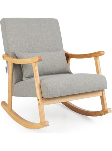 COSTWAY Schaukelstuhl aus Holz in Grau