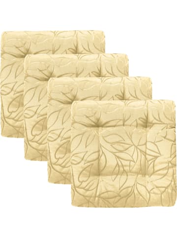 Erwin Müller Jacquard, Baumwollmischung Outdoor-Stuhlkissen 4er-Pack Terrassa in sekt
