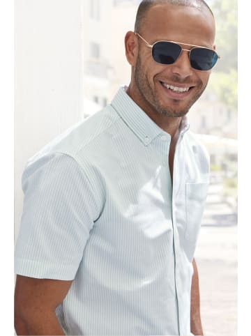 H.I.S Kurzarmhemd in hellgrün / weiß