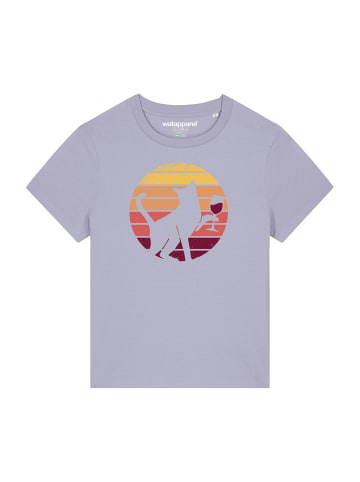 wat? Apparel T-Shirt Sunset Katze & Rotwein in Lavender