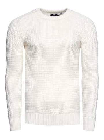 Rusty Neal Grobstrick Slim Fit Rundhals-Pullover in Weiß