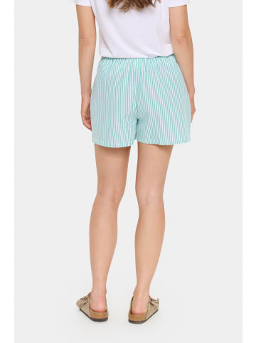 SAINT TROPEZ Shorts ElmikoSZ Gerade Passform in Pistachio Green White Stripe