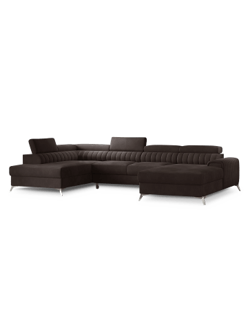 MF Design Lazy Recamiere Links in Braun -  (L) 202 x (B) 354 x (H) 92 cm