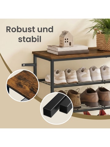 VASAGLE Schuhregal Barnet in Braun-Schwarz - (B)75 x (H)69 x (T)30 cm