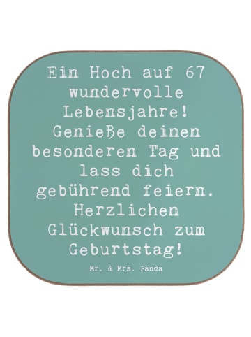Mr. & Mrs. Panda Glasuntersetzer Spruch 67. Geburtstag mit Spruch in Meeresbrise