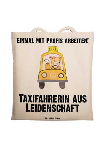 Mr. & Mrs. Panda Umhängetasche Taxifahrerin Leidenschaft mit Spruch in Creme