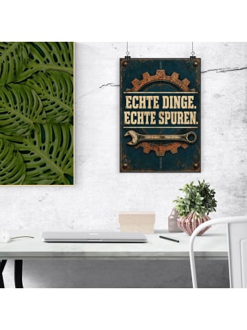 Poster Fabrik nostalgisch Design mit Spruch in Weiß