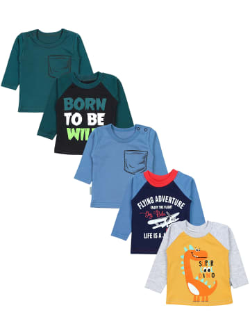 TupTam Baby Jungen Langarmshirt 5er Set in schwarz/blau