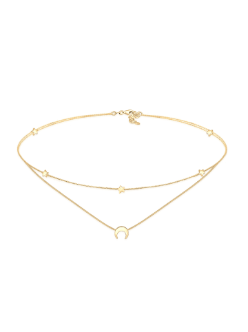 Elli Halskette 925 Sterling Silber Halbmond, Astro, Sterne, Stern in Gold