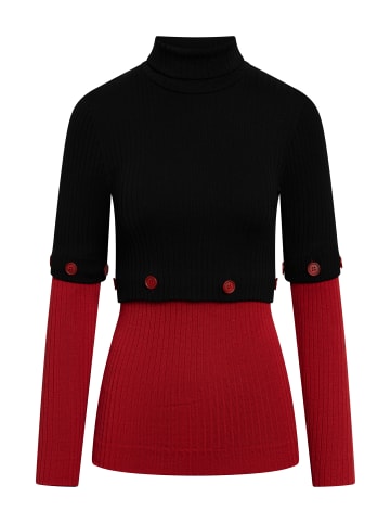 TOOCHE Pullover & Strickjacke "Dual Red Elegance" in Schwarz