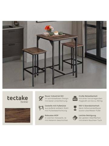 tectake Barset Inverness mit höhenverstellbaren Kunststofffüßen, Industrial Holz dunkel,