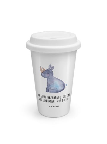 Mr. & Mrs. Panda Becher Einhorn Nashorn mit Spruch in Weiß