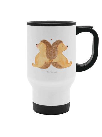 Mr. & Mrs. Panda Becher Igel händchenhaltend ohne Spruch in Weiß