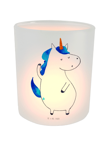 Mr. & Mrs. Panda Glas Windlicht Einhorn Mann ohne Spruch in Transparent