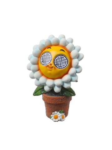 MARELIDA LED Solar Blume mit blizelnden rollenden Augen Gänseblümchen H: 22cm
