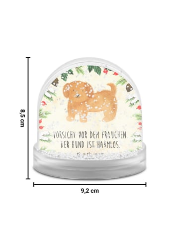 Mr. & Mrs. Panda Schneekugel Hund Flauschig mit Spruch in Naturpapier