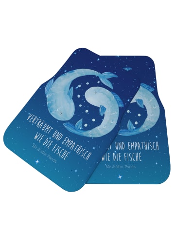 Mr. & Mrs. Panda Auto-Fußmatte Sternzeichen Fische mit Spruch in Sternenhimmel Blau