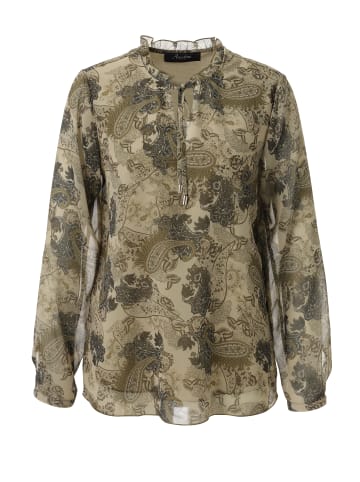 Aniston CASUAL Schlupfbluse in hellbeige-dunkelgrün-oliv-hellkhaki-hellgrau