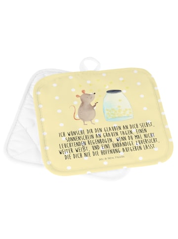 Mr. & Mrs. Panda 2er Set Topflappen Maus Sterne mit Spruch in Gelb Pastell