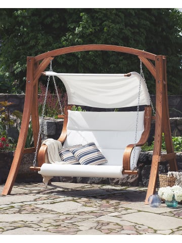 Beliani Gartenschaukel APRILIA in Braun/Beige - (W) 202 x (H) 200 x (L) 120 cm