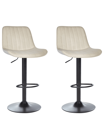 Beliani 2er-Set Drehhocker DUBROVNIK in Beige/Schwarz
