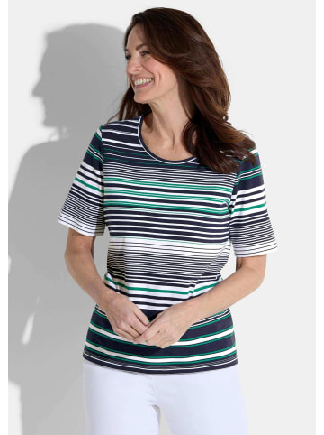 GOLDNER Shirt in smaragd / marine / weiß / gemustert