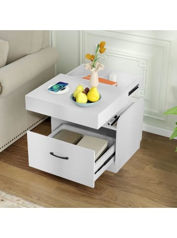 COSTWAY 2er Set Nachttisch mit 1 USB & 1Typ-C-Anschluss in Weiß