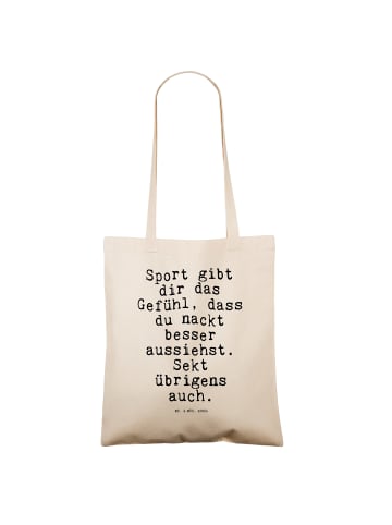 Mr. & Mrs. Panda Schultertasche Sport gibt dir das... mit Spruch in Creme