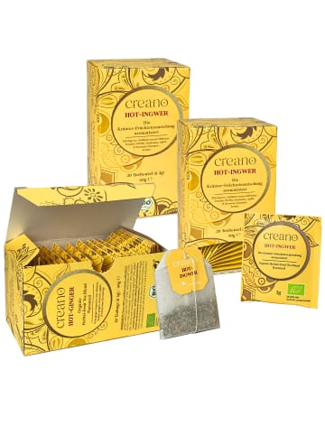 Creano "Hot Ingwer" Bio Kräuter-Früchteteemischung aromatisiert 60er Box Teebeutel