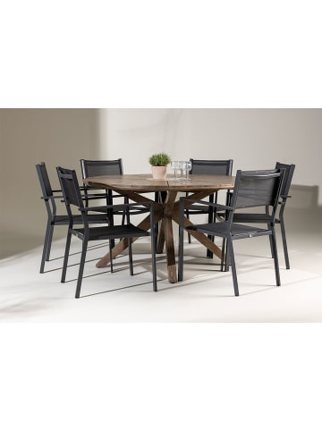 ebuy24 1 x Tisch 6 x Stühle Braun 140 x 140 cm