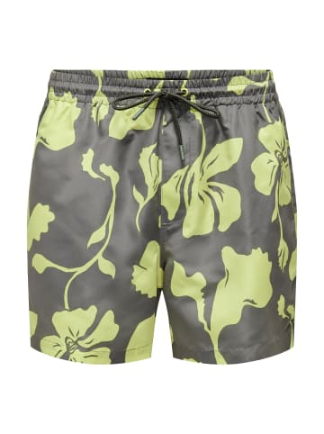 Only&Sons Badehose 'Ted Life Floral' in grau