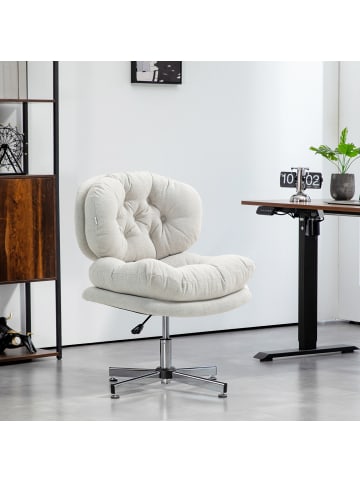 HOMCOM Bürostuhl-65L x 65B x 84-94H cm-Cremeweiß