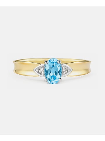 Diamant L'éternel Ring, mit Blautopas, 375 Gelbgold