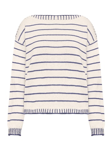 CARTOON Strickpullover mit U-Boot-Ausschnitt in Dunkelblau/Weiß