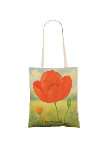 Mr. & Mrs. Panda Tote Bag Blume Mohnblume Design ohne Spruch in Weiß