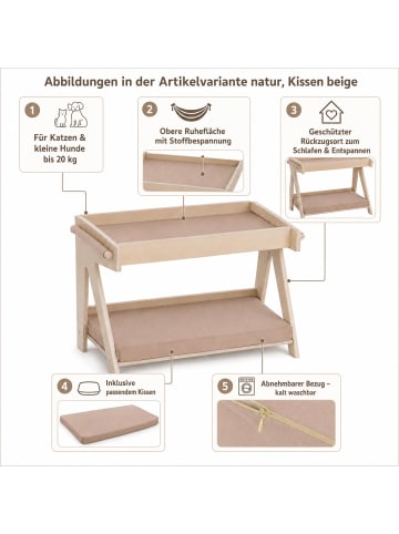 MCW Tierbett Q63, Weiß, Kissen grau
