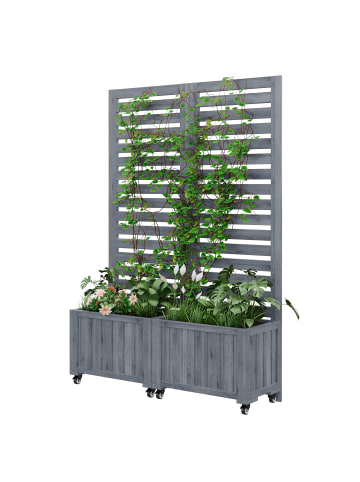 ABRIHOME Pflanzkübel in Anthrazit mit Spalier Klapprädern für Garten Terrasse