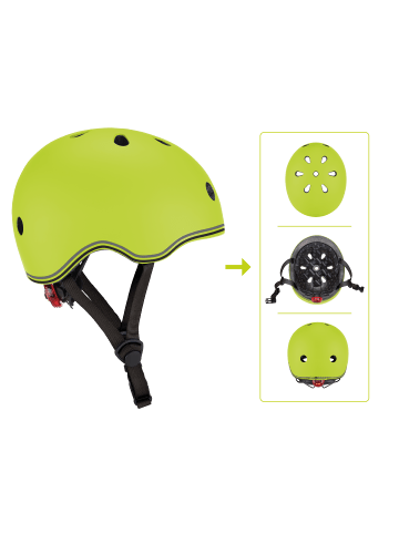 GLOBBER HELM GO-UP LIGHTS Gr. XXS/XS 45-51 in lime grün