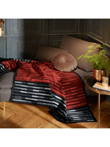 LOOKS by Wolfgang Joop Jacquard, Baumwollmischung Wohndecke in grau/rot