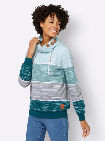WITT WEIDEN Sweatshirt in petrol-kalkmint-bedruckt