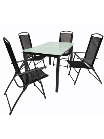 VCM 7-tlg Sitzgruppe Gartenmöbel Tisch Stühle Set 140M in Schwarz
