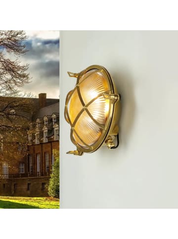 Licht-Erlebnisse Außen Wandlampe Ø 24 x (H)24 cm in Messing