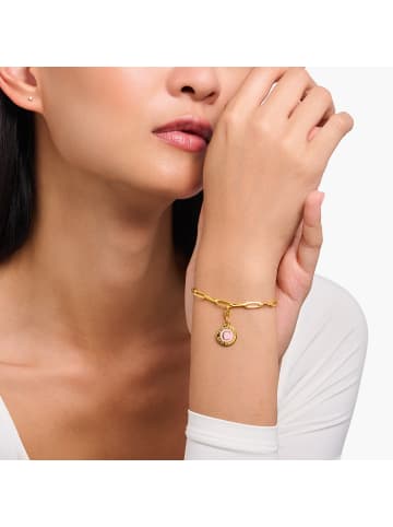 Thomas Sabo Thomas Sabo Member Charm pinker Charmista Coin vergoldet 750 Gelbgold Vergoldung, 925 Sterlingsilber, Kaltemail in gold, pink