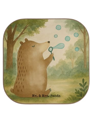 Mr. & Mrs. Panda Untersetzer Glas Bär Seifenblasen Design ohne S... in Weiß