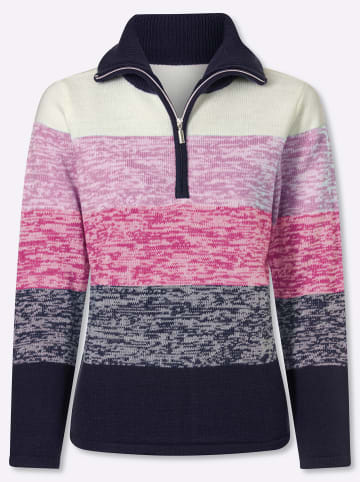Sieh an! Troyer-Pullover in magenta-marine-gemustert