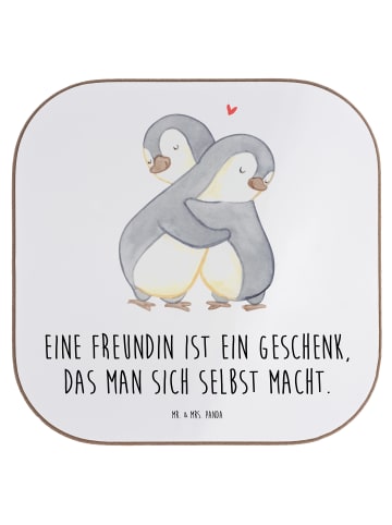 Mr. & Mrs. Panda Glasuntersetzer Geschenk Freundin mit Spruch in Weiß