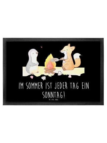 Mr. & Mrs. Panda Fußabtreter Sommer Sonntag mit Spruch in Schwarz