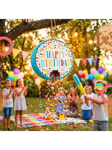 relaxdays 3-tlg. Pinata Set "Happy Birthday" in Bunt