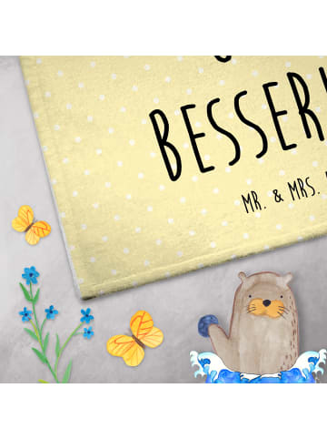 Mr. & Mrs. Panda Handtuch Igel Blumen mit Spruch in Gelb Pastell